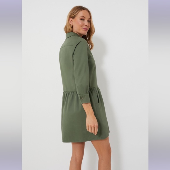 Tuckernuck Jade Green Stretch Twill Hayes Dress - Small - Picture 3 of 5